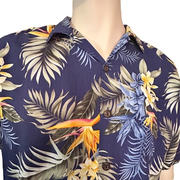 Sandwich Isle Hawaiian Shirt Tiki Button Front 100% Rayon Floral Foliage NWOT - Picture 3 of 11